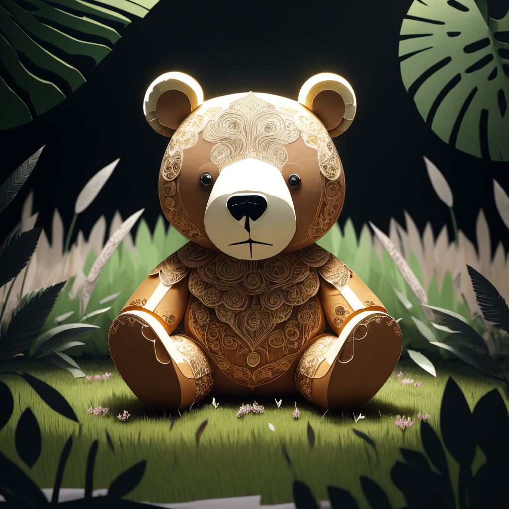 00446-4202477132-a (papercarvingcd, paper) bear, sitting on lawn, (solo_1.2), , no humans, high quality, masterpiece, realistic, photorealistic,.png